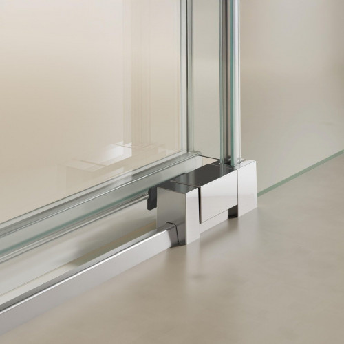 Mampara de ducha frontal 2 fijos + 2 puertas correderas transparentes Alpine perfil aluminio cromo (152-162)x200 cm cristal 6mm cierre magnético sin guía inferior Roca
