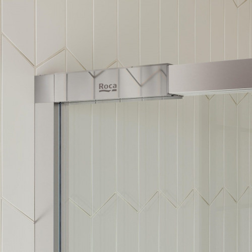 Mampara de ducha frontal 2 fijos + 2 puertas correderas transparentes Alpine perfil aluminio cromo (152-162)x200 cm cristal 6mm cierre magnético sin guía inferior Roca