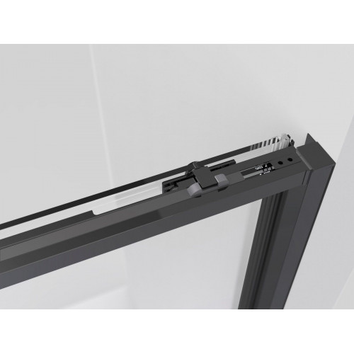 Mampara de ducha frontal con panel fijo lateral corredero transparente Slim perfil negro (115-120)+90 x195 cm