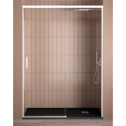 Mampara Ducha Corredera 1 Puerta 1 Fijo | 100 cm (Adaptable 95-99cm) | Vidrio 6 mm Transparente Antical | Perfil Blanco