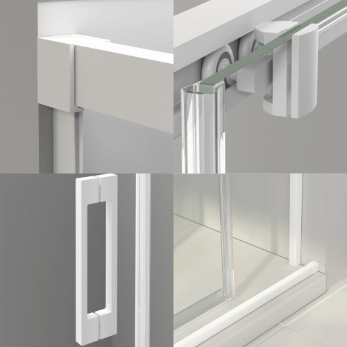 Mampara Ducha Corredera 1 Puerta 1 Fijo | 100 cm (Adaptable 95-99cm) | Vidrio 6 mm Transparente Antical | Perfil Blanco