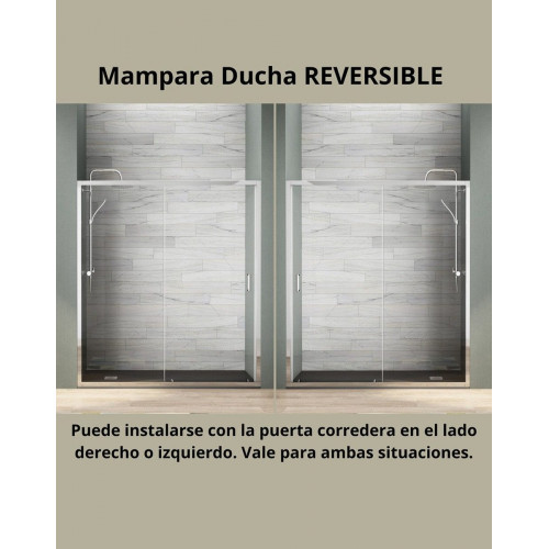 Mampara Ducha Frontal Corredera 1 Puerta 1 Fijo | Alto 190cm Transparente | Cromo Brillo 100cm (Adaptable 98-102cm)