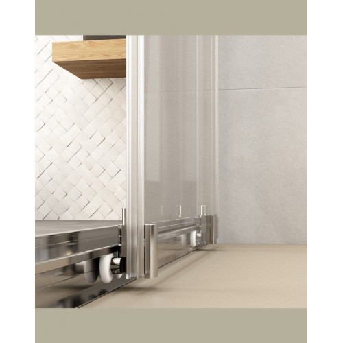 Mampara Ducha Frontal Corredera 1 Puerta 1 Fijo | Alto 190cm Transparente | Cromo Brillo 100cm (Adaptable 98-102cm)