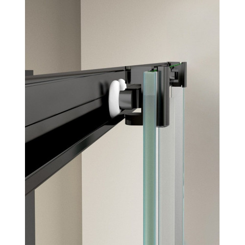 Mampara Ducha Frontal Corredera 1 Puerta 1 Fijo | Alto 190cm Transparente | Negro 100cm (Adaptable 98-102cm)
