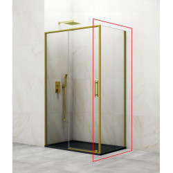 Mampara lateral fijo transparente Slim perfil dorado 69x195 cm 6mm