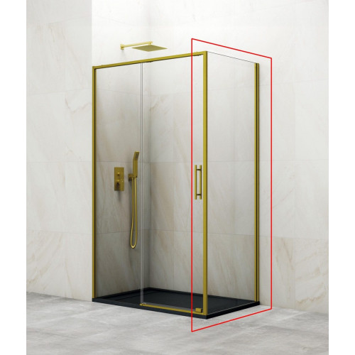 Mampara lateral fijo transparente Slim perfil dorado 69x195 cm 6mm