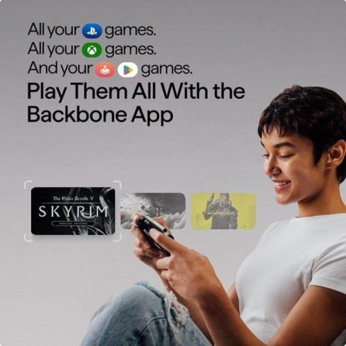 Mando Backbone One PlayStation V2 con Cable Lightning para iPhone Negro