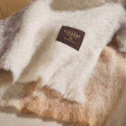 Manta decorativa mohair Cuadro Mantas Ezcaray Crudo