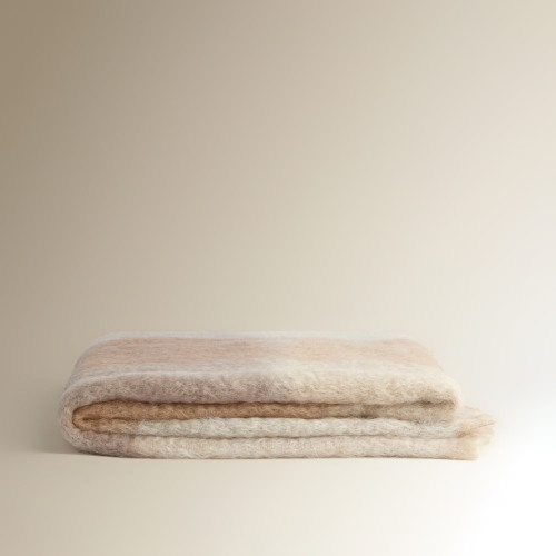 Manta decorativa mohair Cuadro Mantas Ezcaray Crudo