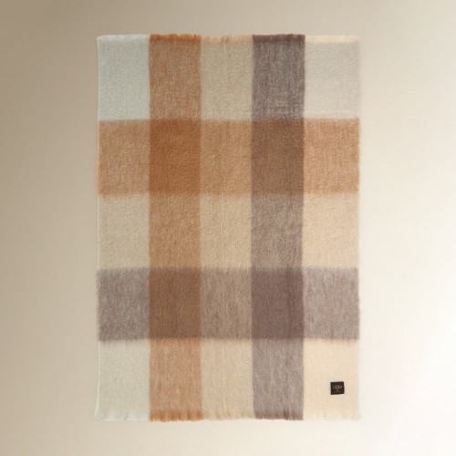 Manta decorativa mohair Cuadro Mantas Ezcaray Crudo