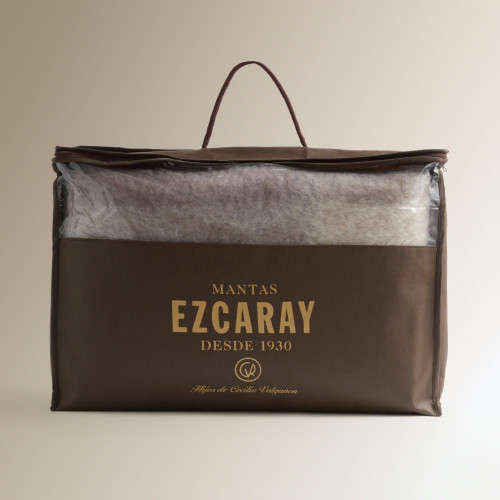 Manta decorativa mohair Cuadro Mantas Ezcaray Crudo