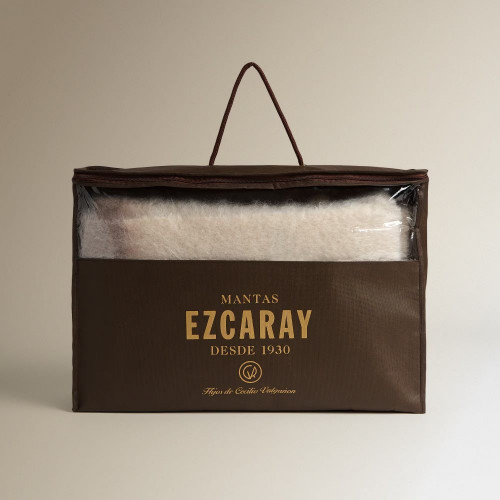 Manta decorativa mohair Cuadro Mantas Ezcaray Crudo