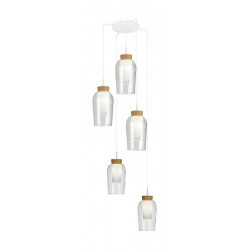 MANTRA Lámpara de cristal y madera 5 luces Nora