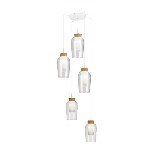 MANTRA Lámpara de cristal y madera 5 luces Nora