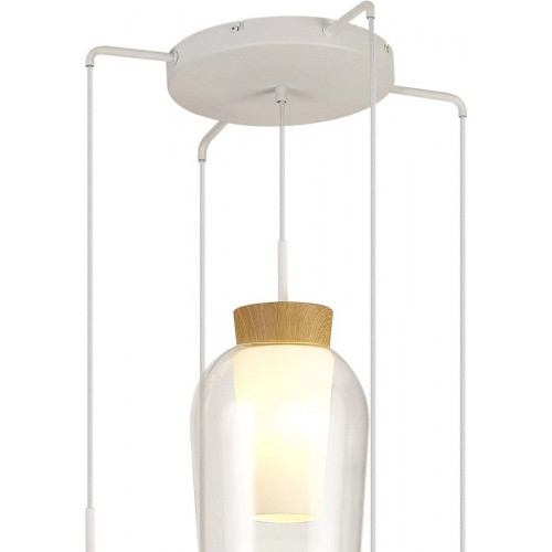 MANTRA Lámpara de cristal y madera 5 luces Nora