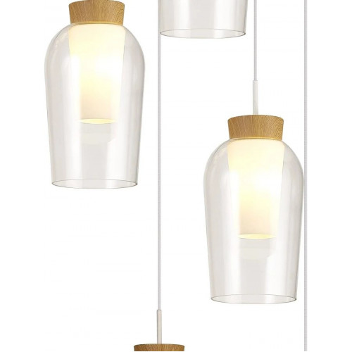 MANTRA Lámpara de cristal y madera 5 luces Nora