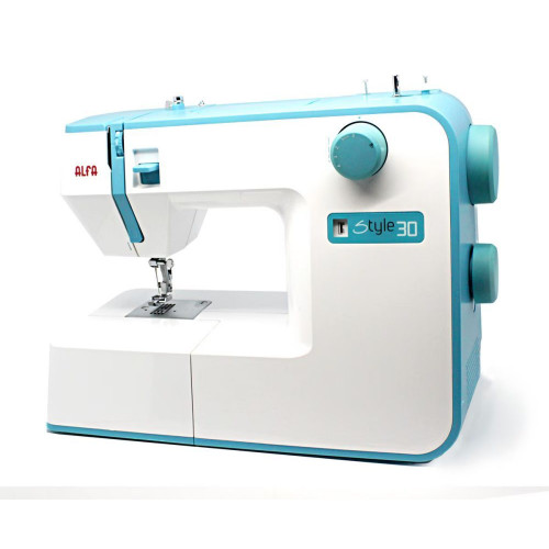 Máquina de coser Alfa Style30 con 19 puntadas. . Blanco / Azul