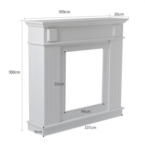 Marco Chiminea Decorativa Rebecca Mobili Madera Blanco Retro 100x109x26