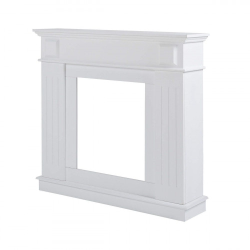 Marco Chiminea Decorativa Rebecca Mobili Madera Blanco Retro 100x109x26