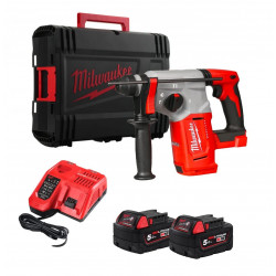 Martillo Combinado SDS-PLUS 2,3J M18 25mm + 2bat 5Ah + Cargador + Maletin Milwaukee M18 BLH-502X