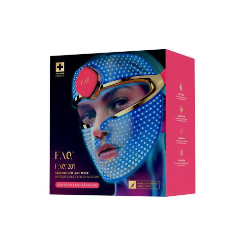 Mascarilla facial FAQ™ 201, tratamiento antienvejecimiento, con silicona pura y LED RGB 201