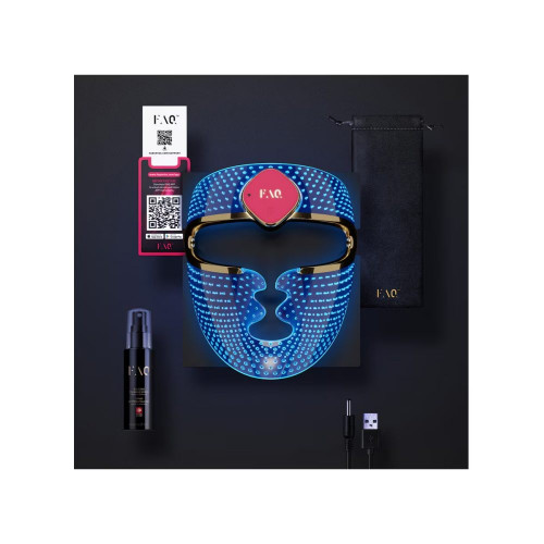 Mascarilla facial FAQ™ 201, tratamiento antienvejecimiento, con silicona pura y LED RGB 201