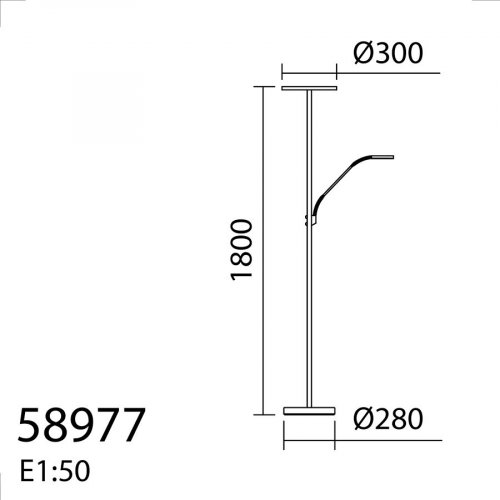 mdc Lámpara de pie Aro negro LED 40W+7W