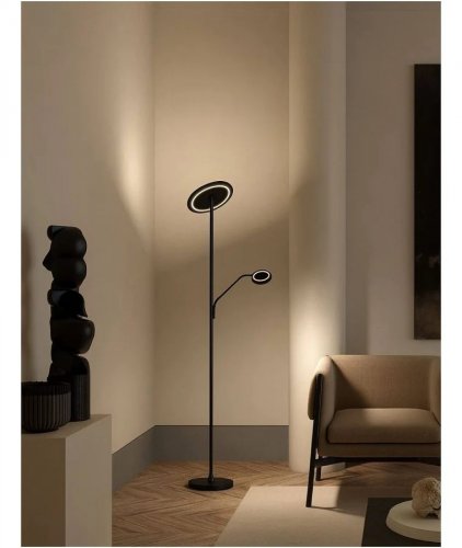 mdc Lámpara de pie Aro negro LED 40W+7W