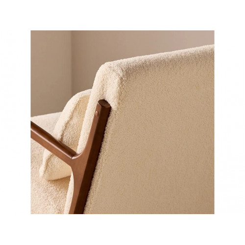 Mecedora estilo escandinavo de madera y tela borreguito crema