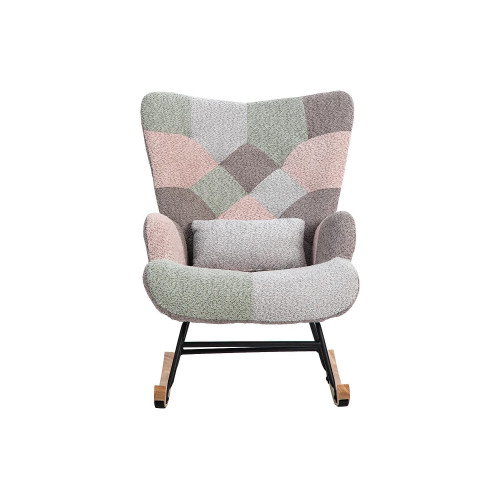 Mecedora、Mecedora de tejido de rizo francés - con cojín lumbar y reposapiés - Multicolor