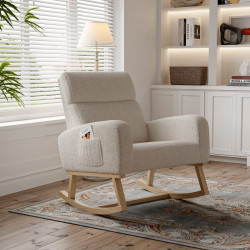 Mecedora para bebé/niño/salón: acolchada (mediados de siglo), moderna y cómoda, con bolsillos laterales.