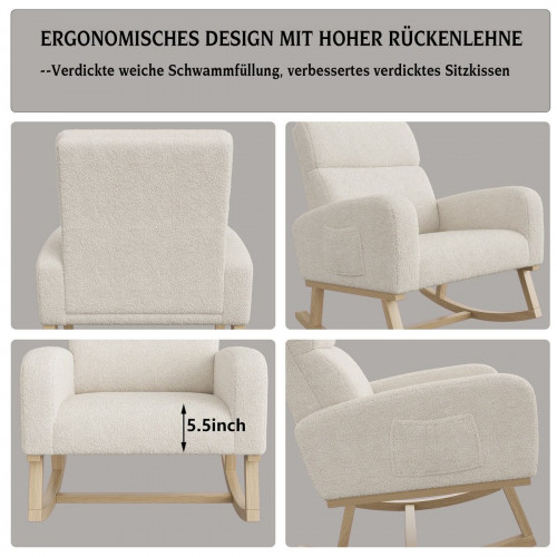 Mecedora para bebé/niño/salón: acolchada (mediados de siglo), moderna y cómoda, con bolsillos laterales.