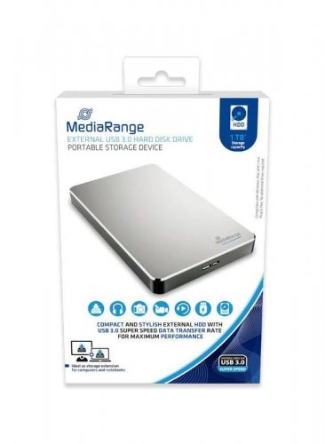 MediaRange USB 3.0 HDD 1TB Disco duro externo Plata