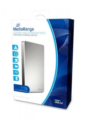 MediaRange USB 3.0 HDD 1TB Disco duro externo Plata
