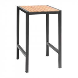 Mesa alta cuadrada 60x60cm de acero y madera Bolero DS155