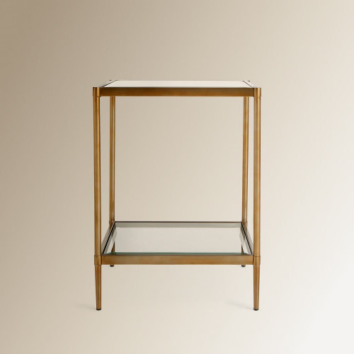 Mesa auxiliar de acero y cristal Marlon EuroVolter Dorado