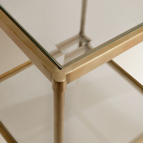 Mesa auxiliar de acero y cristal Marlon EuroVolter Dorado