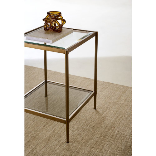 Mesa auxiliar de acero y cristal Marlon EuroVolter Dorado