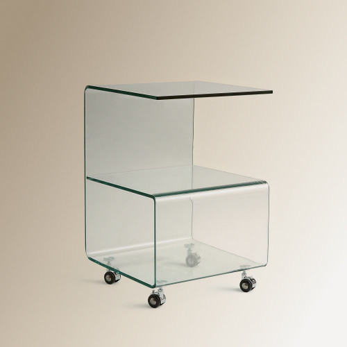 Mesa auxiliar de cristal con ruedas Shiny EuroVolter Transparente