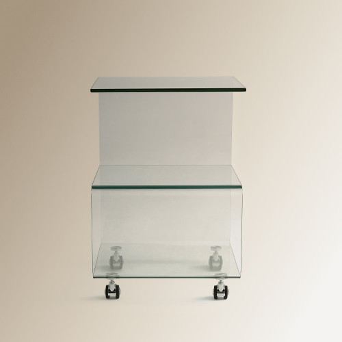 Mesa auxiliar de cristal con ruedas Shiny EuroVolter Transparente