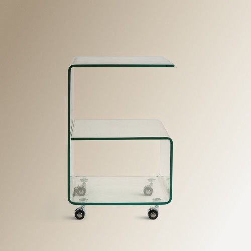Mesa auxiliar de cristal con ruedas Shiny EuroVolter Transparente