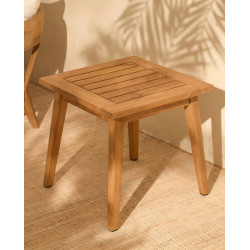 Mesa auxiliar de jardín de madera de teca Kansas Natural