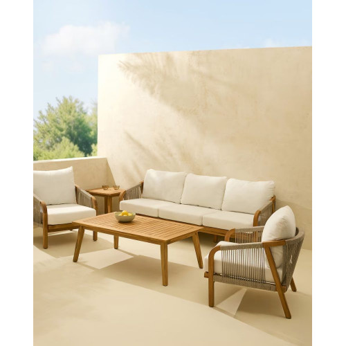 Mesa auxiliar de jardín de madera de teca Kansas Natural