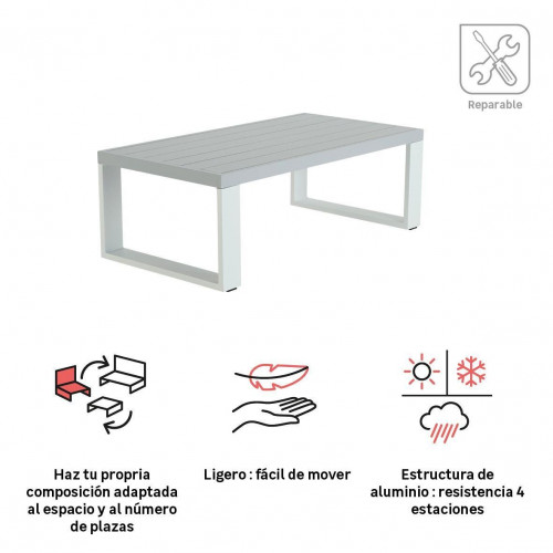 Mesa auxiliar de jardín NATERIAL Athena de aluminio blanco 130 x 68,5 cm