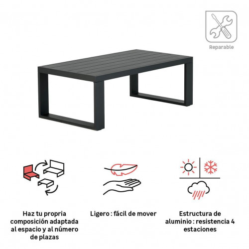 Mesa auxiliar de jardín NATERIAL Athena de aluminio gris 130 x 68,5 cm
