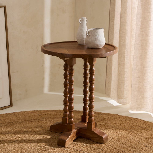 Mesa auxiliar de madera de mango Mila Natural
