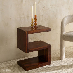 Mesa auxiliar de madera de palisandro Bombay EuroVolter Nogal oscuro
