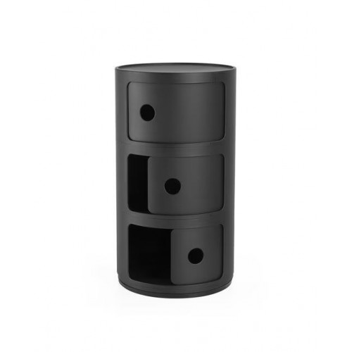 Mesa auxiliar de plástico reciclado Componibili Kartell Negro mate