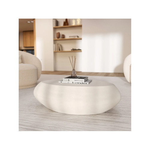 Mesa baja ovalada crudo, fibra de arcilla efecto hormigón 105 cm - Maui