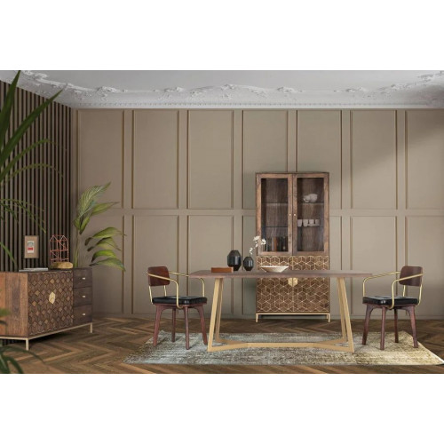 Mesa comedor madera de mango Marrón.GINER y COLOMER 76x90x170